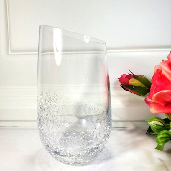 Pier 1 Dining Pier One Angled Slanted Rim Crackle Glass Tumbler